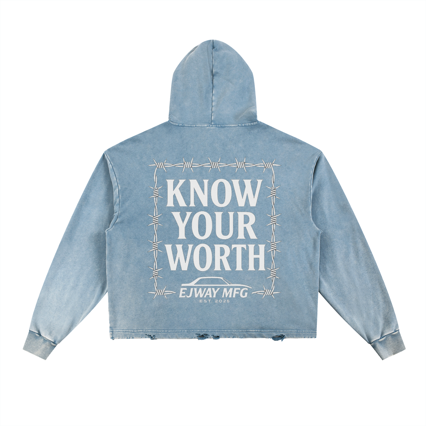 Know Your Wealth Vintage Washed Frayed-Hem Hoodie