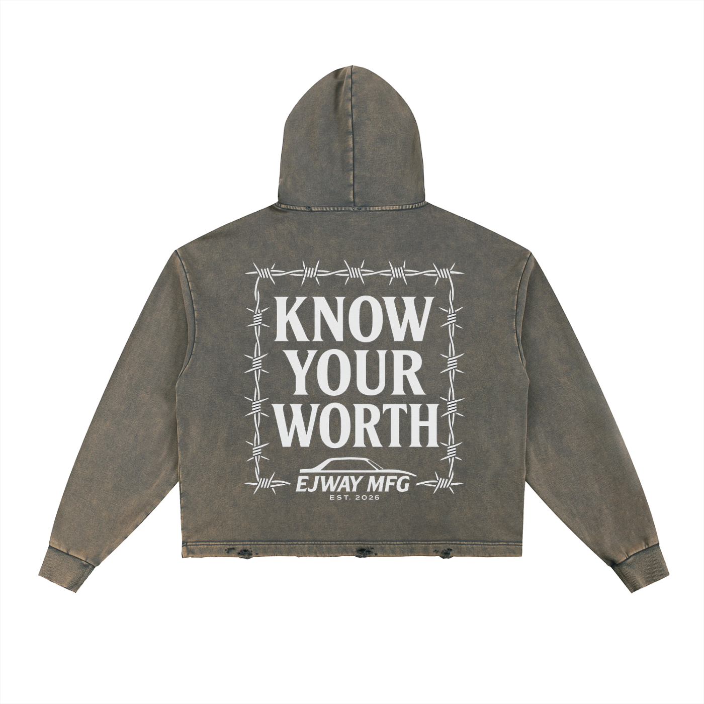 Know Your Wealth Vintage Washed Frayed-Hem Hoodie