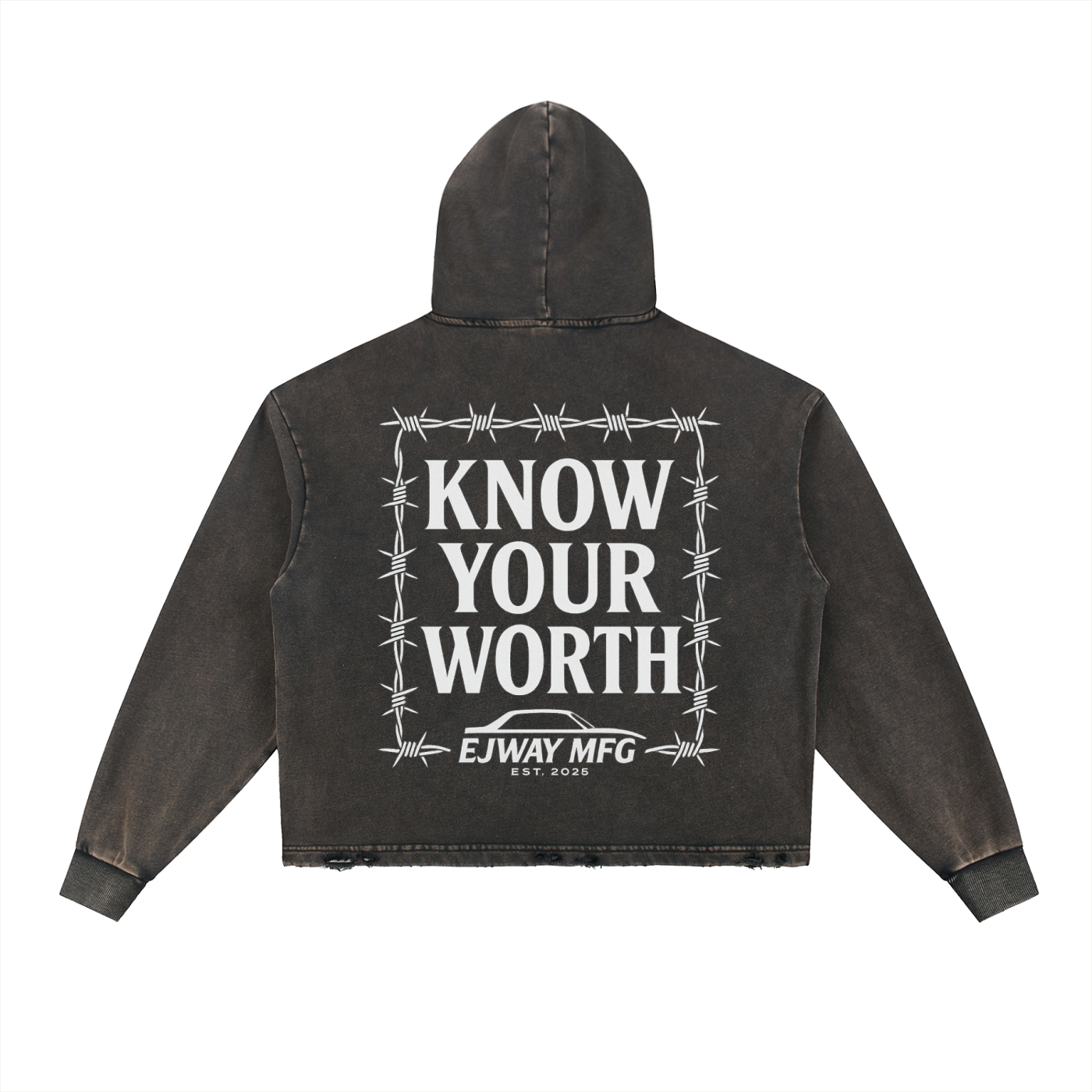 Know Your Wealth Vintage Washed Frayed-Hem Hoodie